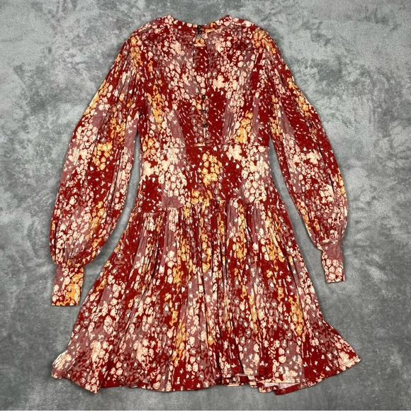 Free People Dress Women’s Sz XS Red Heartbeats Feminine Stretchy Boho Girly - Picture 7 of 10